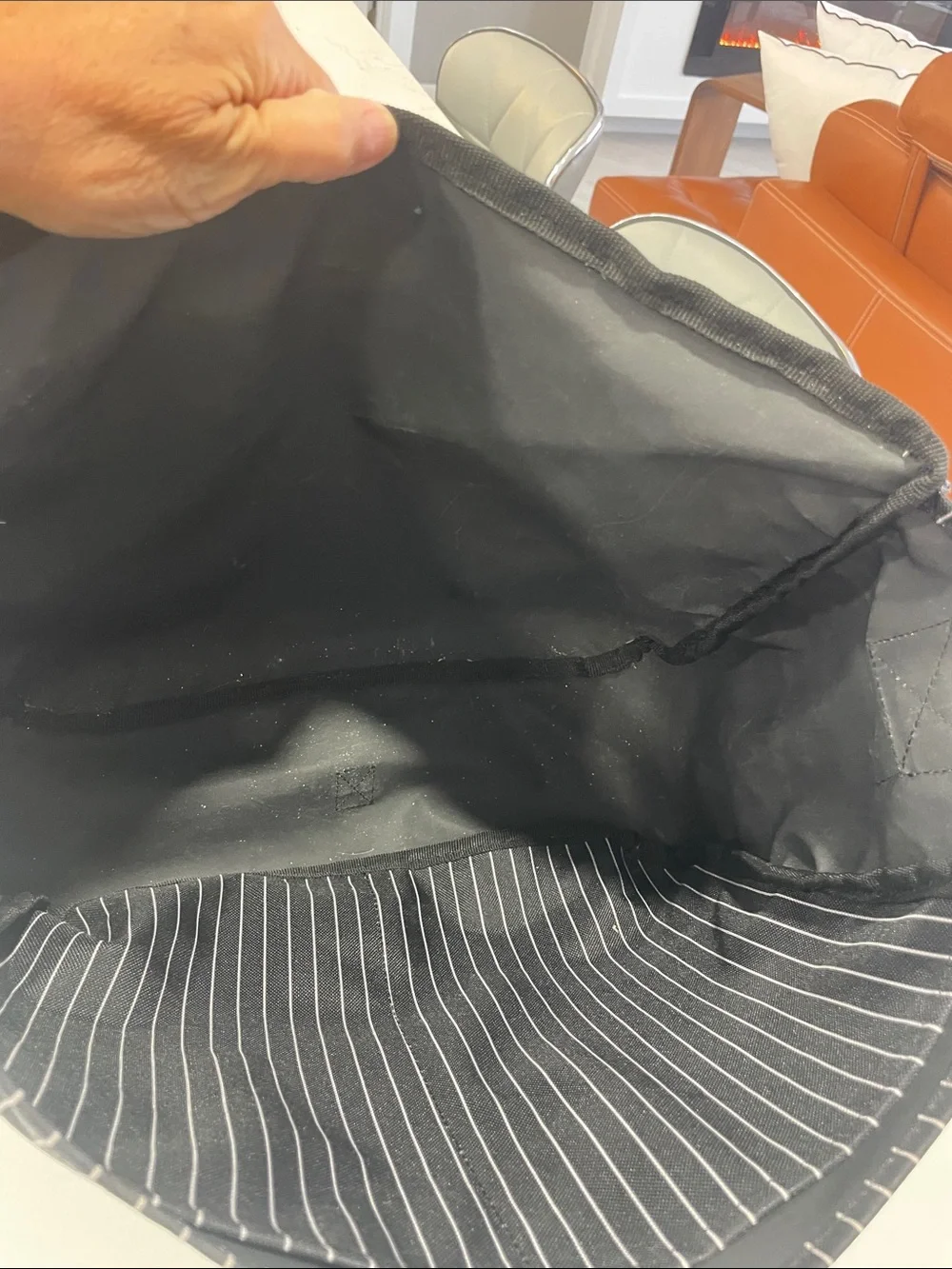Dickies Black Pinstripe Messenger Crossbody Bag